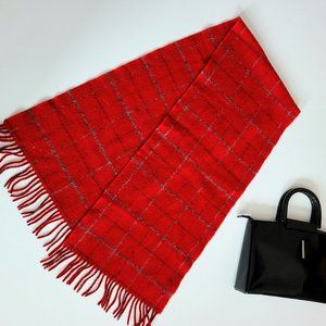 100% lambswool red scarf woven in Ireland by John Hanly.